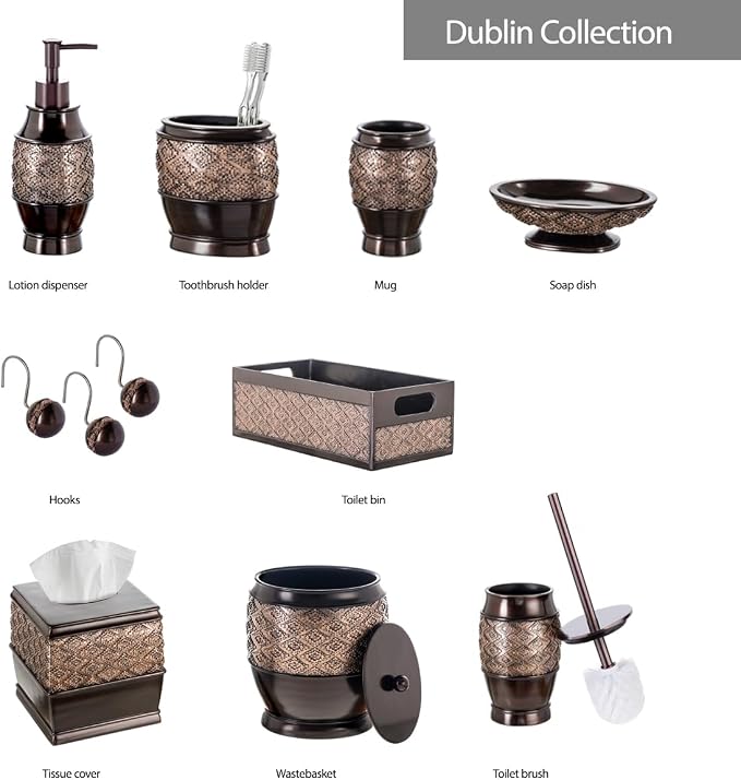 Creative Scents Dublin Brown Countertop Toothbrush Holders for Bathrooms - Decorative Tooth Brush Holder for Bathroom - Toothbrush Organizer for Regular or Electric Toothbrushes and Toothpaste