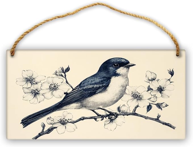Realistic Bird Art Wooden Sign 12x6 Inch - Traditional Decor for Bird Lovers & Art Admirers, Suitable for Classic styles Living Areas