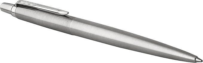 Parker Jotter Ballpoint Pen, Stainless Steel with Chrome Trim, Medium Point, Blue Ink - Smooth Writing, Sleek, Polished, Professional, Desk Essentials