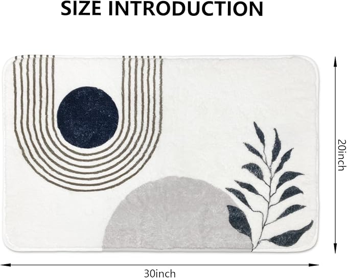 APROPHIC 20"X30" Boho Bath Rugs for Bathroom Decor Non-Slip Bath Mat Absorbent Plush Microfiber Soft Carpet Machine Washable Bath Mat for Bathrooms,Showers,Laundry Rooms,White and Black
