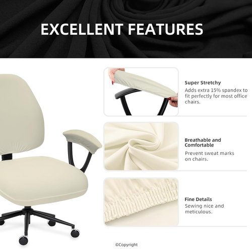 DIVA EN CAMINO DEC Office Chair Seat Covers - Universal Stretch Washable Slipcovers for Pets | Rotating Backrest & Armrest Protection