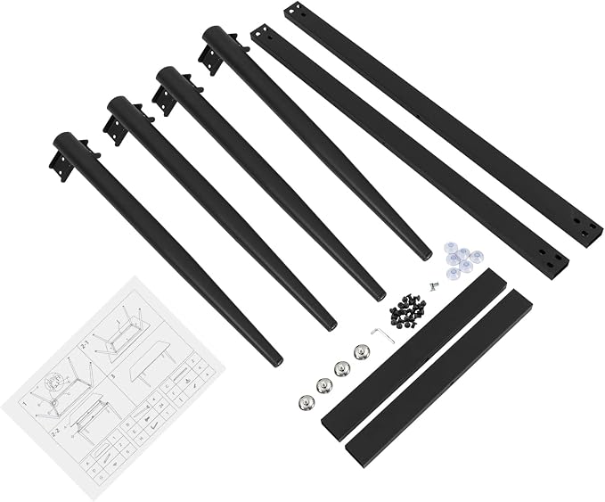 Modern Desk Frame,Industrial Metal Table Legs with Suction Cups,Desk Base for Marble,Glass,Wood Top,Furniture Legs for Home,Kitchen,DIY Bench Legs Coffee Table,Capacity 661.38lbs (Black)