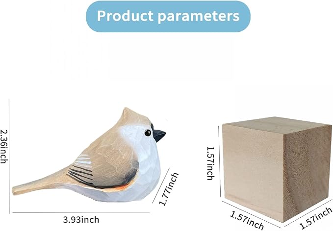 Bird Figurines Hand Carved Painted Wooden Statues for Home Decor, Gift for Bird Lovers,Housewarming, Birthday, Christmas, Anniversaries (NO.13-Tufted Titmouse)