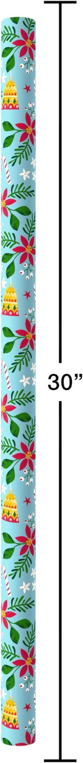 American Greetings Reversible Poinsettia Christmas Wrapping Paper Roll, Christmas Floral Holiday Gift Wrap (60 sq. ft., 1 Standard Roll Wrap-30 in. x 24 ft.) Papel de Regalo de Navidad