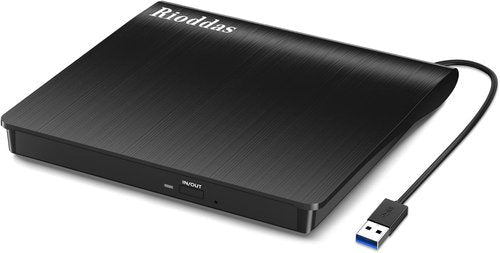 Rioddas External CD/DVD Drive - USB 3.0 Portable Burner & Reader for Laptop/Desktop | Compatible with Windows & Mac