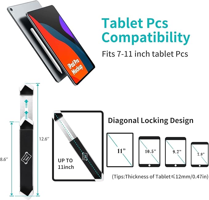YOOZ Anti Theft Tablet Stand for Desktop, Security Tablet Mount Retail Kiosk POS, Heavy Duty Metal Tablet Holder with Lock for 7-11" Tablets, iPad Pro Air Mini, Galaxy Tabs, Surface etc