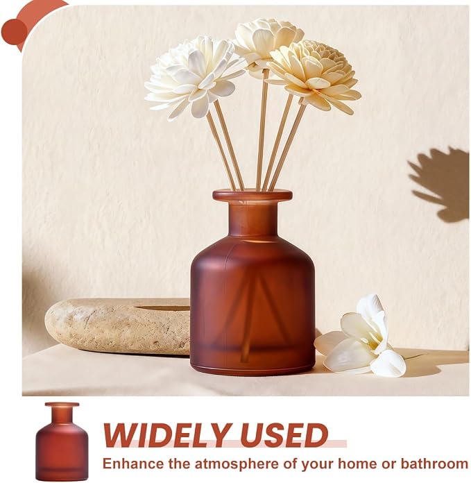 1PCS 130ml/4.3oz Empty Refillable Glass Diffuser Bottle Diffuser Jars Aromatherapy Storage Container Fragrance Accessories Use for DIY Replacement Diffuser Sticks Crafts Decor (Amber Red)