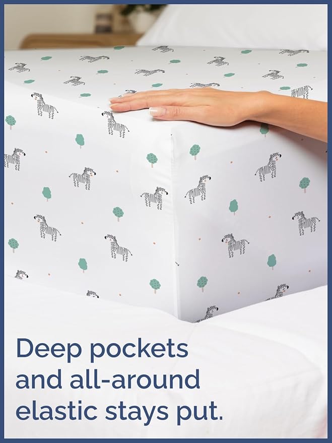 Kids Zebras Full 4 Piece Sheet Set - Boys, Girls, Teens, Toddler - Easy Fit Deep Pockets - Breathable, Hotel Quality Bedding Sheets - Machine Washable - Wrinkle Free - Cute, Cozy, Soft - CGK Linens