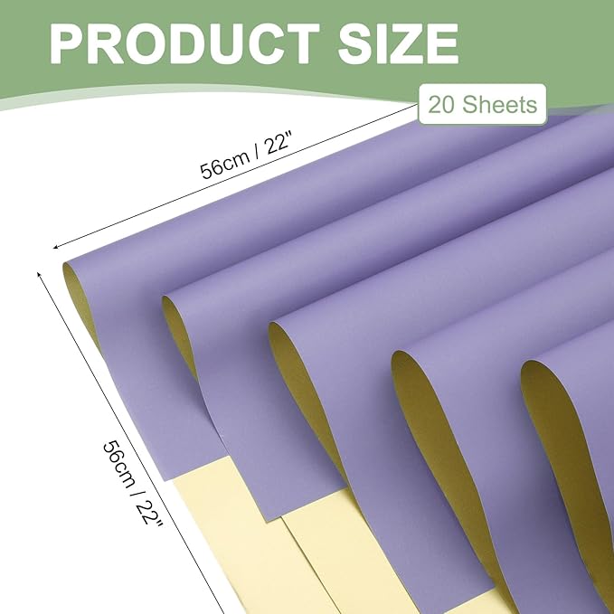 PATIKIL Flower Gift Wrapping Paper, 20 Sheets Double Sided Golden Waterproof Bouquet Paper Wrap Florist Supplies Packaging Floral Papers for Wedding DIY Craft Valentine, Purple Pink/Gold