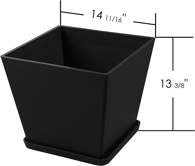 Kozyard 2Packs Taper Planter Indoor Outdoor Plant Pots with Tray Collecting Water for Porch, Patio, Backyard Planters Modern Décor for Tall Plants, Flowers