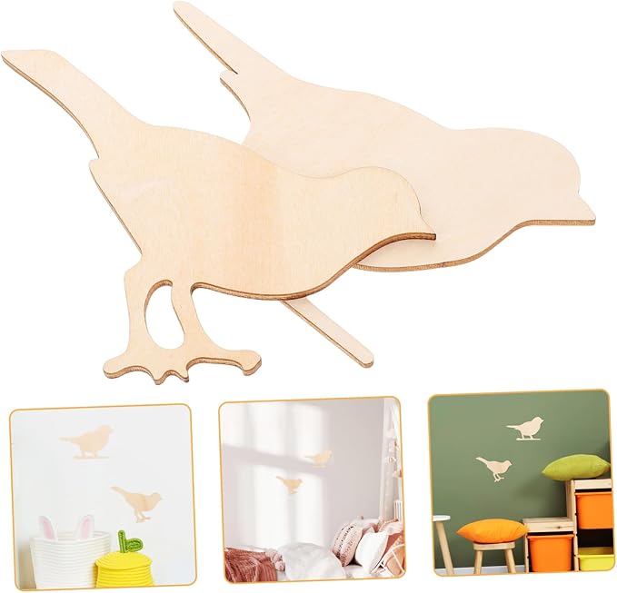 PRETYZOOM 2pcs Wooden Bird Wall Decor Nordic Style Room Decor Animal Decorative Ornaments for Boys and Girls Room