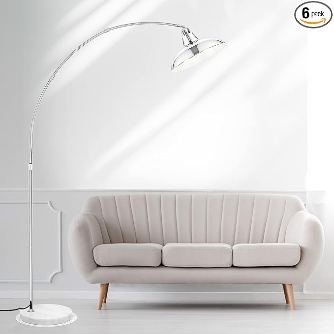 FILIYANO Modern 77" Arc Floor Lamp - Adjustable Standing Lamp for Living Room, Bedroom & Office, Brushed Nickel