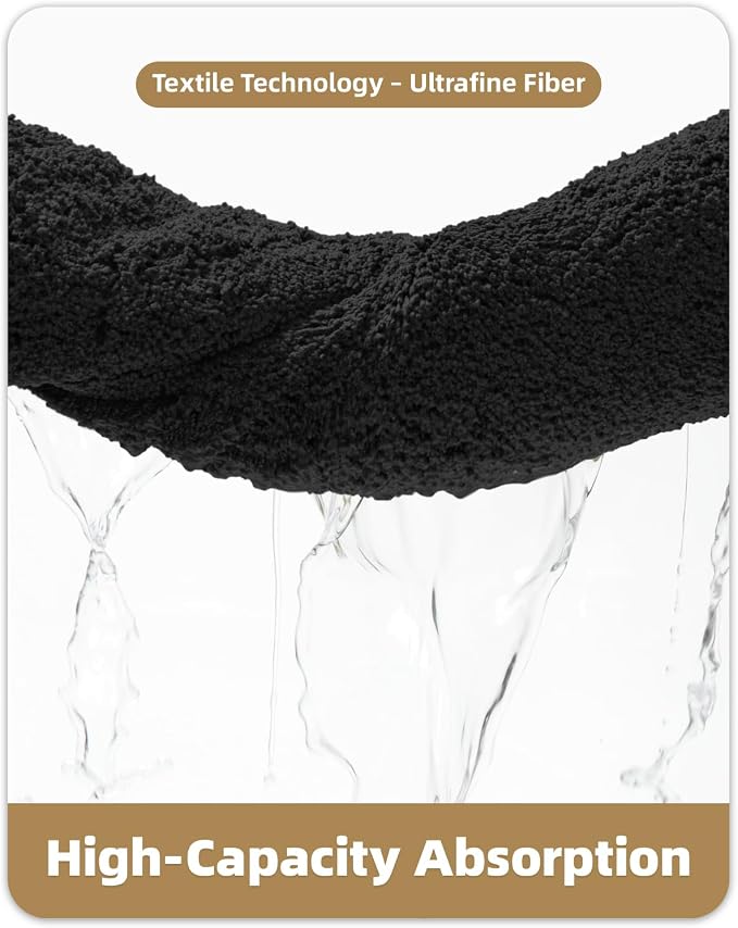 Color&Geometry Simple and Stylish Large Bath Mats for Bathroom Non Slip, 20"x32" All Black Bathroom Rugs, Absorbent, Soft, Washable, Microfiber Shower Mat