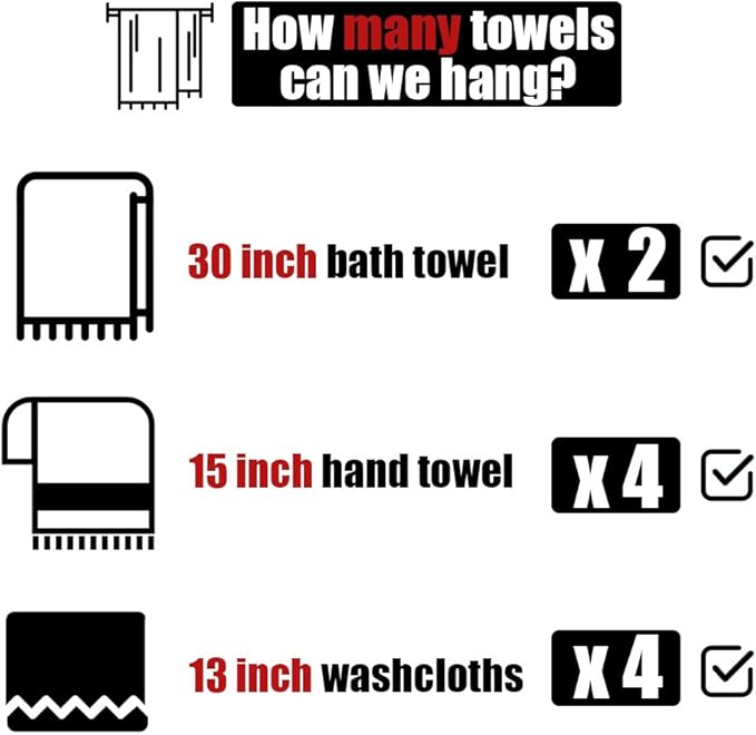 JQK Double Bath Towel Bar, Matte Black 33 Inch 304 Stainless Steel Thicken 0.8mm Towel Rack for Bathroom, Towel Holder Wall Mount, Useable Length 30 Inch, TB100L30-PB