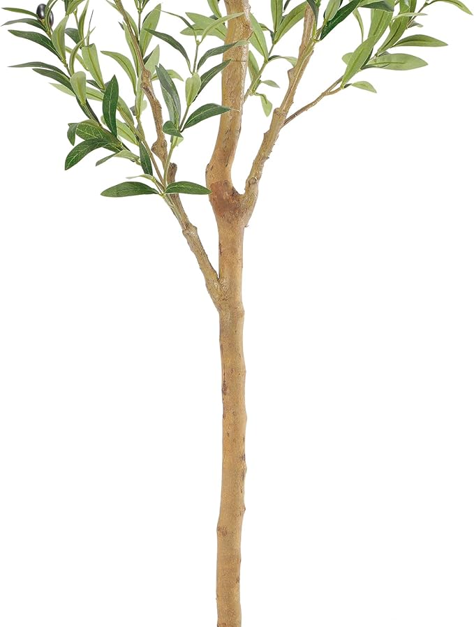 Bellacat Faux Olive Tree 6ft，Olive Trees Artificial Indoor with Natural Wood Trunk and Realistic Leaves and Fruits. 6 Feet(72in) Fake Olive Tree for Home House Office Décor.