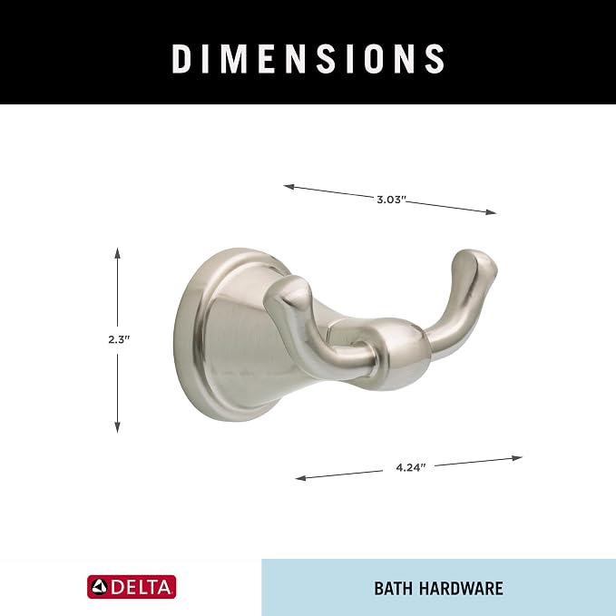 Delta Faucet Becker (1-Pack) Towel/Robe Hook for Bathroom, SpotShield Brushed Nickel, Wall Mounted BCK35-DN