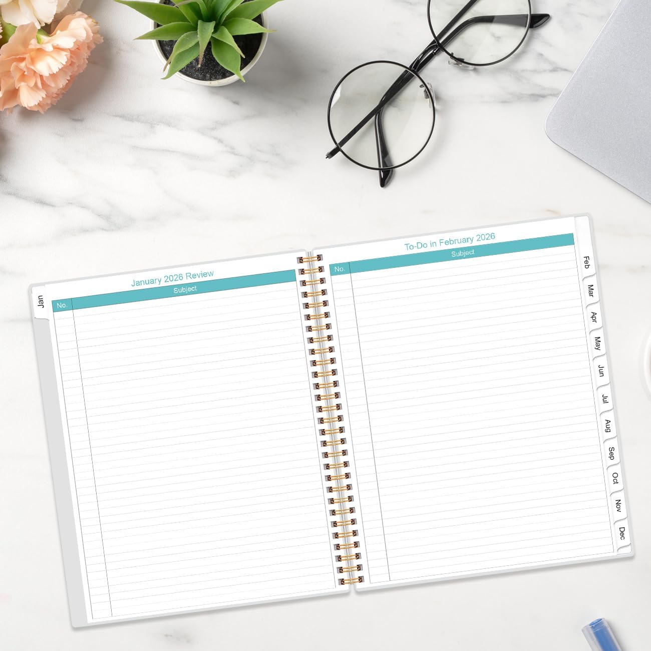 2026-2027 Monthly Planner | 18-Month Calendar with Tabs, 9" x 11", Strong Twin-Wire Binding, Black
