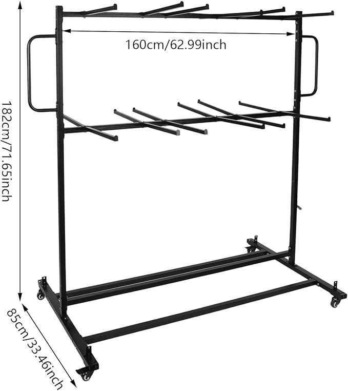 Folding Chair Cart Heavy Duty with Locking Wheels and Adjustable Height, 800 lbs Capacity Storage Rack for 84 Stackable Chairs for Secure Transport, Ideal for School Office and Event Organization