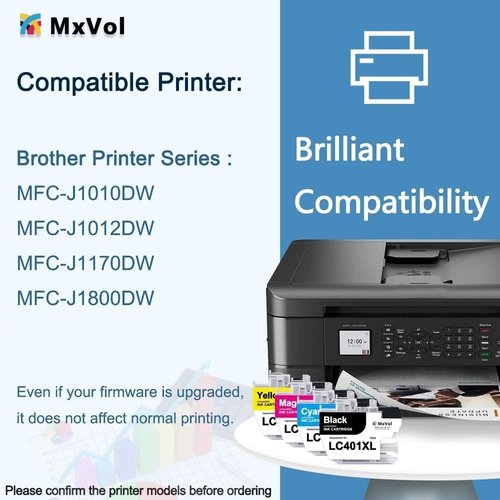 Brother LC401XL Ink Cartridges - High Yield Compatible for MFC-J1010DW & More | 5-Pack