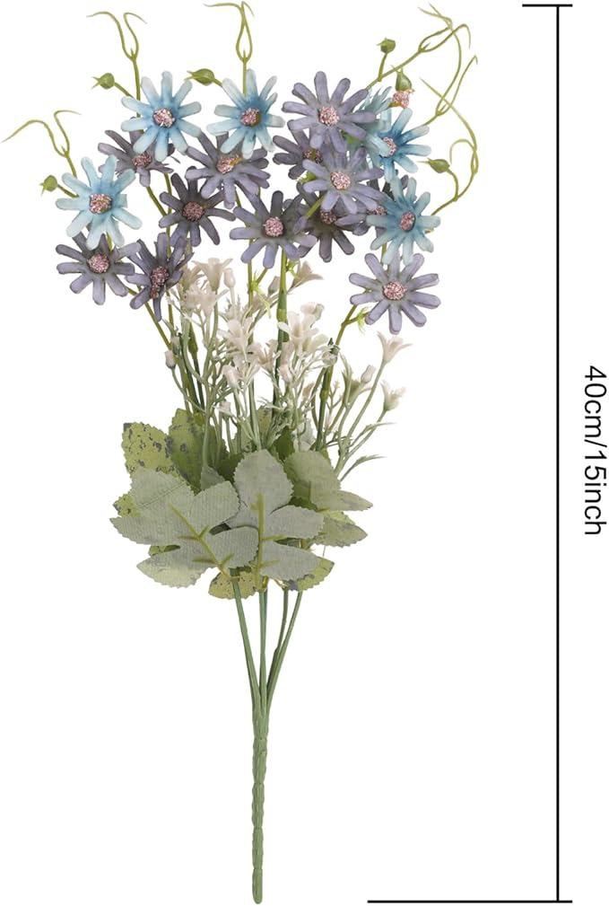 Artificial Flowers Wildflowers Silk Daisy Spring Fake Daisies Decoration Summer UV Resistant Colorful Mixed Bundles Faux Greenery Outdoor Plant Stem Filler for Home Decor Indoor Floral Arrangements