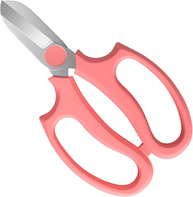 Housolution Flower Scissors, Strong Floral Shears, Premium Steel Garden Pruning Shears Garden Scissors Floral Fruits Leaf Scissors Hand Pruner Snip Trimming Tool for Gardening Flower Arrangement, Pink