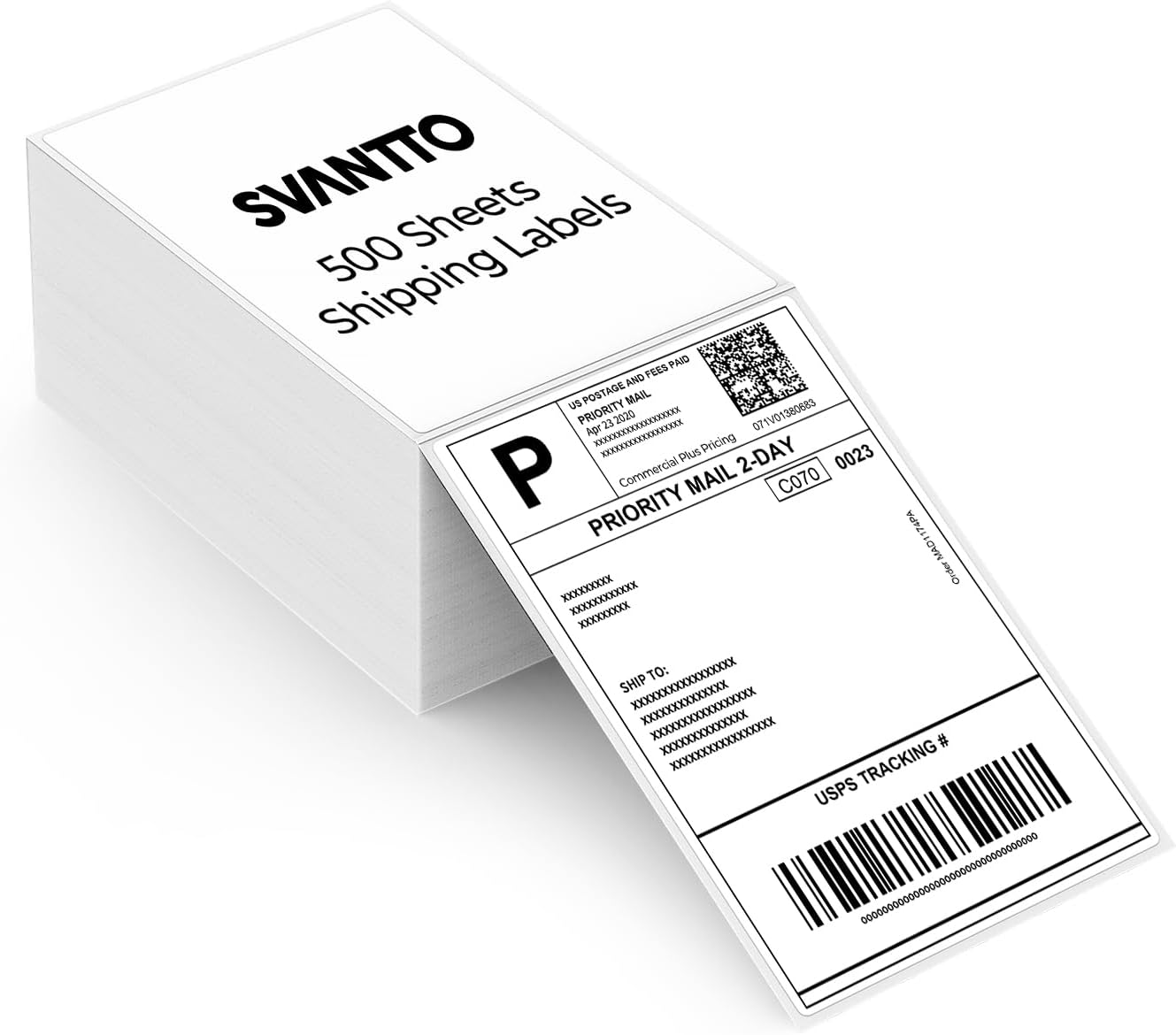 SVANTTO 4x6 Thermal Labels - Strong Adhesive Perforated Shipping Labels | 500 Pcs for Mailing
