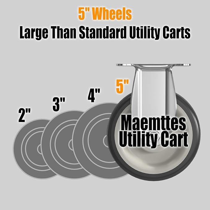 34"*17" Heavy Duty Utility Cart, 2 Shelf Plastic Rolling Cart Tool Cart with Ergonomic Handle 5" Swivel Casters 4 Hooks 1000lbs Capacity for Garage, Warehouse, Cleaning