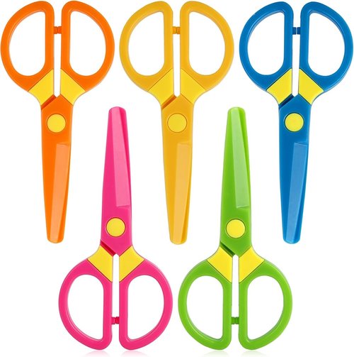 LovesTown Safety Scissors - 5 Pack Training Scissors for Kids Ages 3-5 | Develop Fine Motor Skills & Hand-Eye Coordination