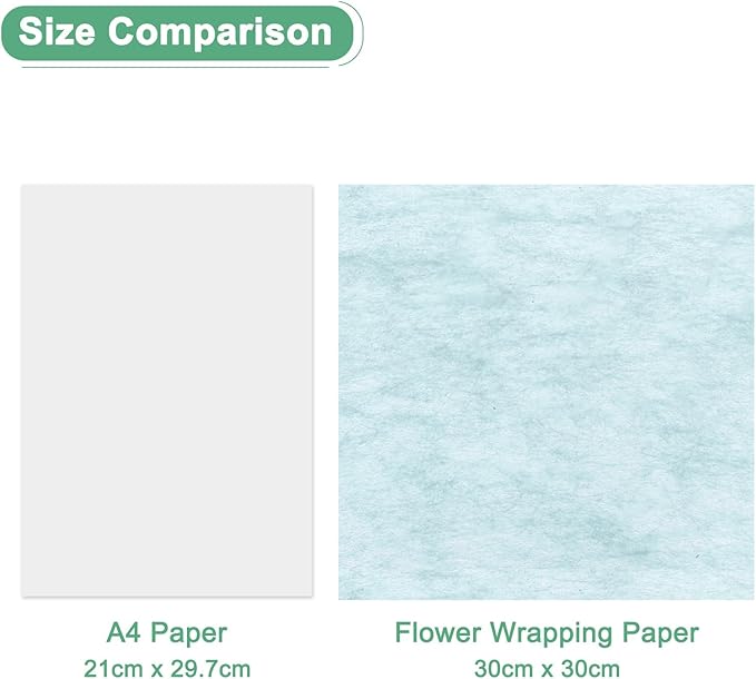 M METERXITY 114-Sheet Korean Cotton Wrapping Flower Paper, 11.8 Inch/ 30cm Waterproof Floral Wrapping Cotton Paper for Bouquets/Gift Packaging [Sky Blue]
