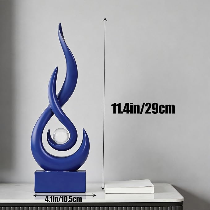 Modern Abstract Art Table Decoration,Resin Flame Statue Modern Centerpiece Ornaments for Living Room Great Gift Idea Home Decor,Collectibles (Pure Blue)