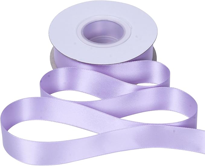 YAMA Light Purple Double Faced Satin Ribbon 1 Inch 25 Yards Lavender Ribbon for Crafts Bows Flower Bouquet Wedding Home Decor Gift Wrapping