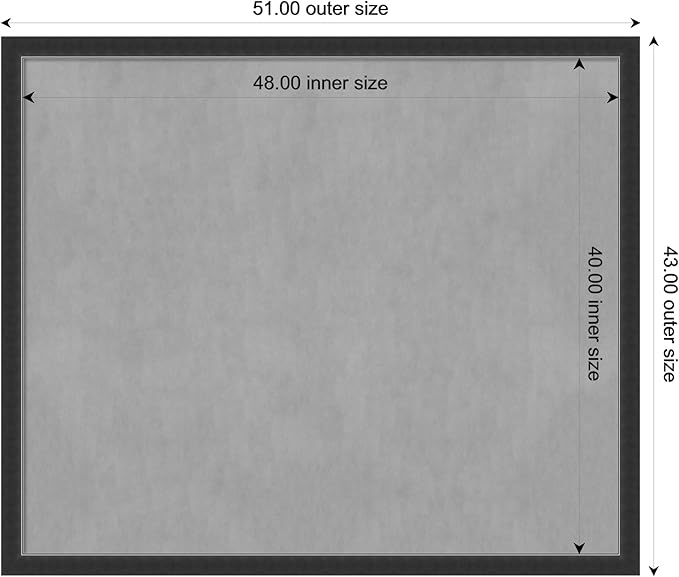 Amanti Art Black Framed Magnetic Board 43x51 Oversize Vision Board for use with Magnets, 100% Metal Sheet to Display Items as Office Decor or for Home Organization in mudroom, Kitchen or Kids Room