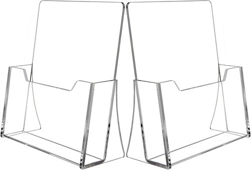 Skiennix Acrylic Brochure Holder - Clear 8.5 x 11 Inch Display Stand | 2-Pack for Pamphlets & Magazines