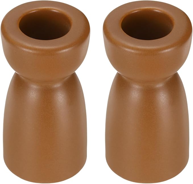 uxcell 2 Pack Candlestick Holder Brown Ceramic Taper Candle Holder Candle Stand Holders Modern Style Decoration for Centerpiece Tabletops Anniversary