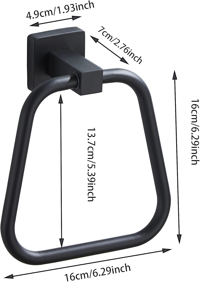 Matte Black Towel Ring for Bathroom 2 Pack, Kitchen Bath Towel Holder Hangers Wall Mount Heavy Duty Stainless Steel