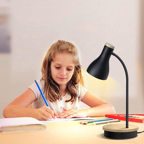 LALISU Metal Desk Lamp - Wireless Charging & Touch Control | 3-Way Dimmable Bedside Light (Black)