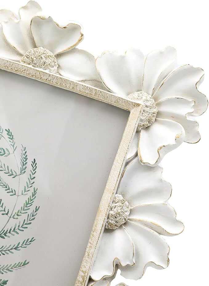 8x10 Vintage Picture Frame, Antique White Ornate Photo Frame, for Tabletop and Wall Display, Decorative Floral Design Retro Home Decor, Old Fashioned Photo Gallery Art
