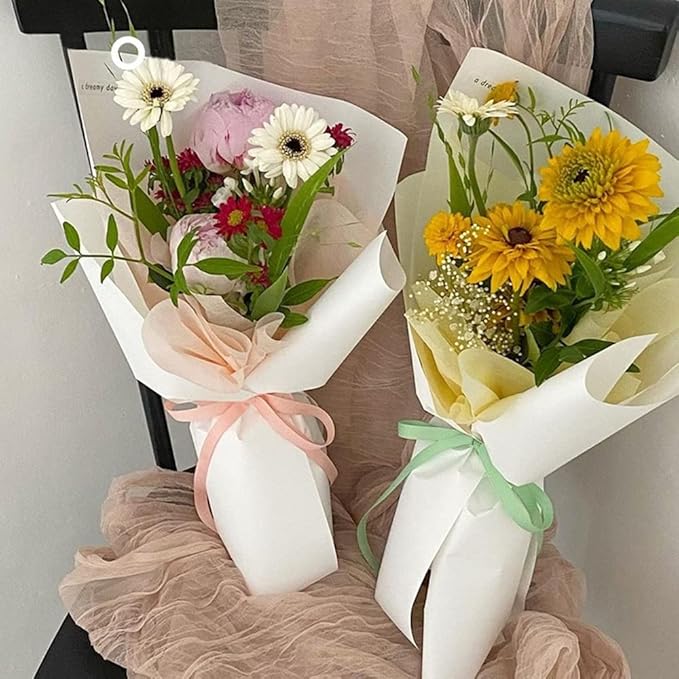 BBJ WRAPS Floral Tissue Paper for Flowers Bouquets, Waterproof Korean Tissue Paper Flower Wrapping, Non Woven for Flowers Floral Bouquet Wraps, 23x18 Inch - 40 Sheets (Yellow)