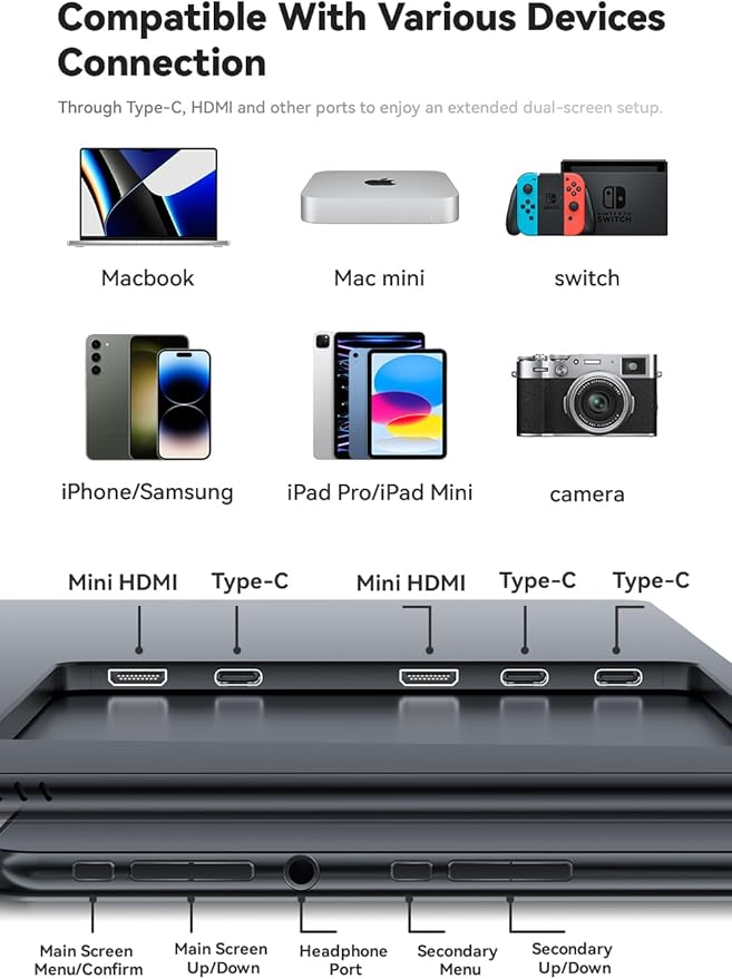 EHOMEWEI X1 Air, 14.2 Inch 2.8K IPS Display, 90Hz Dual-Screen, 400 Nit Brightness, 100% sRGB (Dual-Screen 14.2" No-Touch, 14.2")