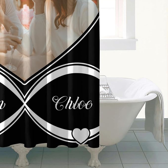 Personalized Shower Curtain Set Custom Photo Shower Curtains Modern Minimalist Home Bathroom Curtain Decor with 12 Hooks 72 Inch Wide * 72 Inch High