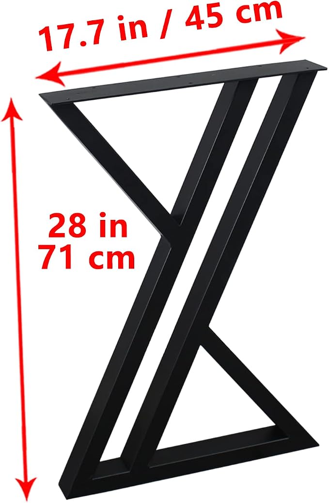 MBQQ Rustic Decor Triangle Table Legs, Heavy Duty Metal, 28' Height, 17.7' Wide, Industrial Modern, DIY Iron Bench Legs