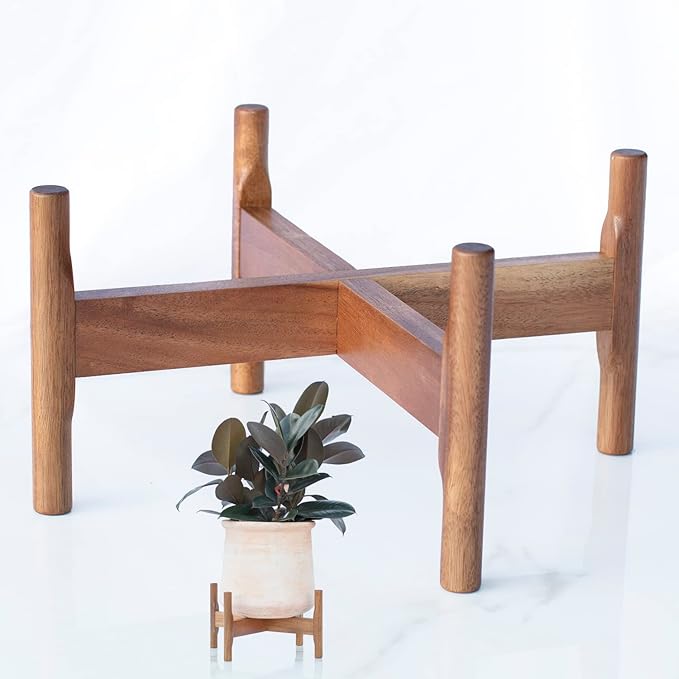 Macaw on Kapok Wood Plant Stand - Fits 8 10 12 to 14 inch Plant Pot - Acacia Solid Wood - Planter Stands for Indoor Plants - Outdoor Planter Large - Modern Plant Holder - Mid Century Plant Stand - Flower Pot Stand