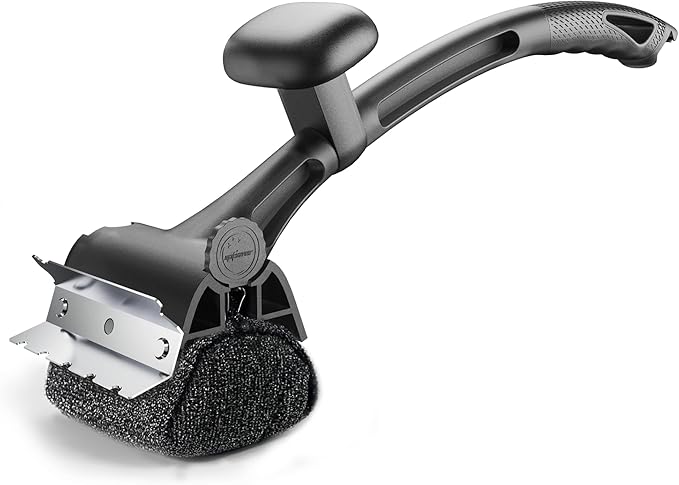 TMEDW Grill Brush for Outdoor BBQ - Replaceable Bristle Free Heading + Reinforced Scraper - Safe BBQ Accessories for Porcelain/Gas/Charcoal/Smoker/Cast Iron Grill - Cleaning Brush(Black)