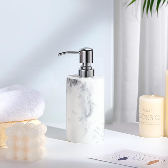 Luxspire Soap Dispenser, Hand Soap Dispenser with Replacement Pump Head, Refillable Lotion Holder, Pump Bottle for Bathroom, Kitchen, 10.8oz/320ml, Gravel White, 2 Pack