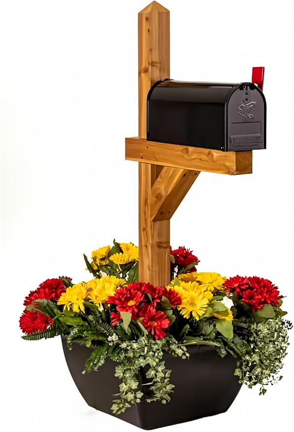SnapPot® Mailbox Planter Wrap – 24 Inch Resin Planter for 4x4 and 6x6 Posts, Extra Large 16+ Gallon