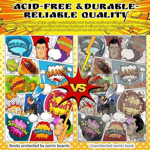 LOTMER 100ct Comic Book Boards, 27PT Extra Thick Acid-Free Backing Board Current Size Comic Book Boards Durable and Coated Precision Cut Boards for Regular Comics Archival
