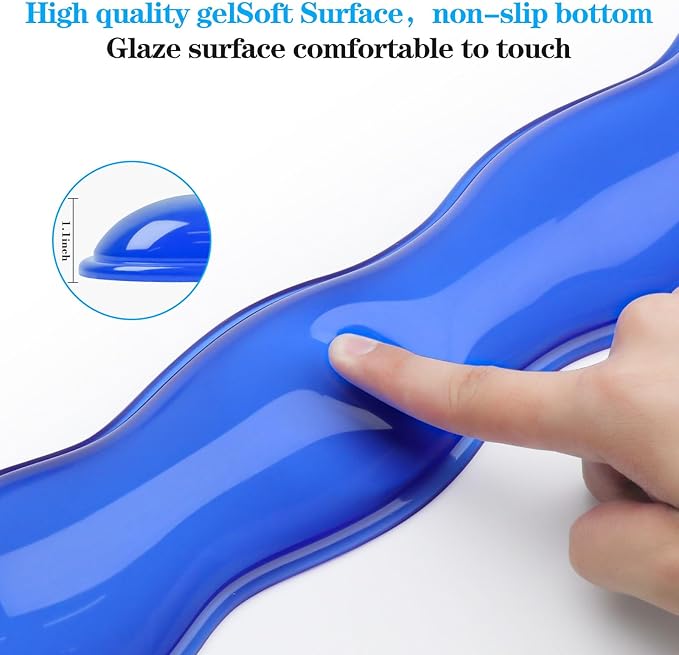 Gel Wrist Rest for Keyboard and Mouse, Wrist Rest for Keyboard, Mouse Wrist Support, Pain Relief, Cool Touch, Non-Skid, Keyboard and Mouse Wrist pad Set
