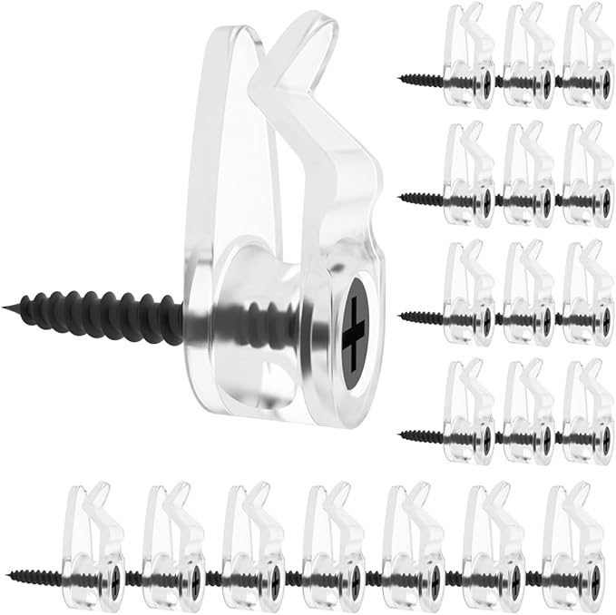 GEZIDEA String Light Hanger Hooks,Screw in Hooks for Hanging Christmas Light,Led Fairy Led Light Clips,50 Pack (Small-Clear)