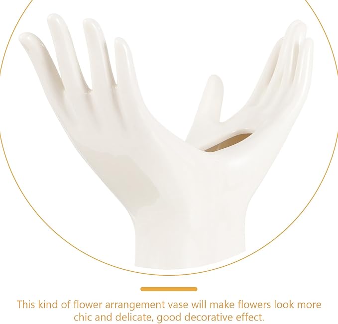 BESPORTBLE Creative Ceramic Hand Vase for Flowers Small Glazed Nordic Style Decorative Vase for Hydroponic Plants and Desktop Floral Arrangement Lightweight and Odorless Material for Home