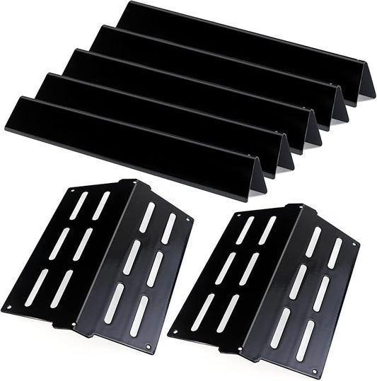 STCNADCR 2 Pack Heat Deflector& 5 Pack Flavorizer Bars Grill Replacement Parts for Weber Genesis 300 Series E310 E320 E330 S310 S320 S330 E-310 E-320 S-310 S-320，Porcelain-enameled